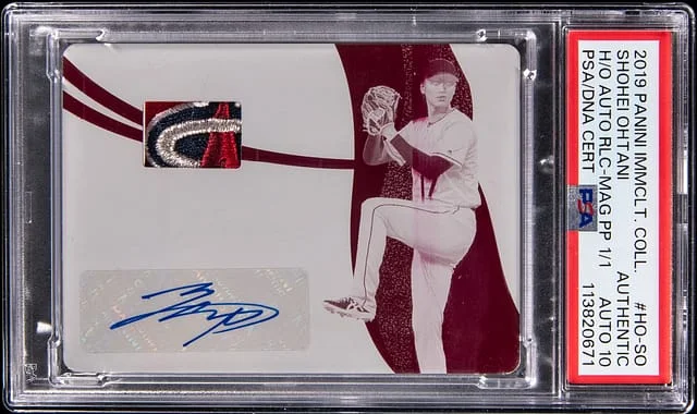 2019 Panini Immaculate Shohei Ohtani Hats Off Autograph Relic Printing Plate #HO-SO card image