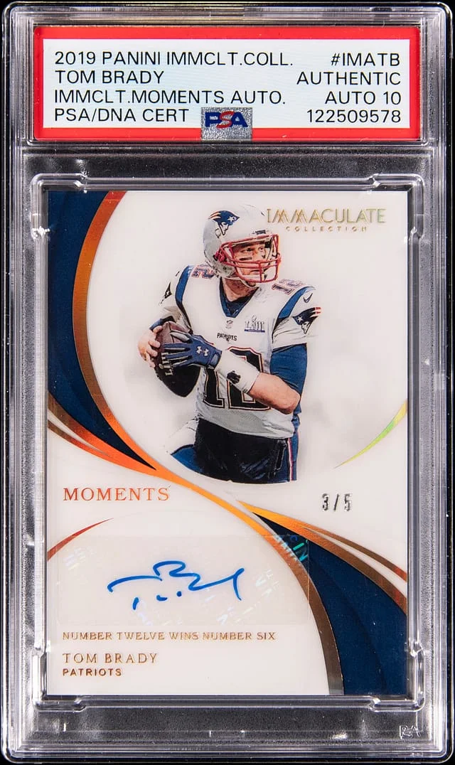 2019 Panini Immaculate Tom Brady Immaculate Moments Autograph #IMA-TB card image