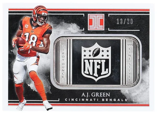 2019 Panini Impeccable A.J. NFL Shield Silver #NFLS-AG card image