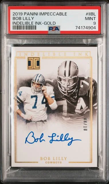 2019 Panini Impeccable Bob Lilly Indelible Ink #II-BL card image