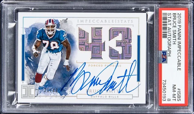 2019 Panini Impeccable Bruce Smith Stat Autograph #IS-BS card image