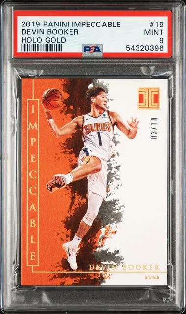 2019 Panini Impeccable Devin Booker Holo Gold #19 card image