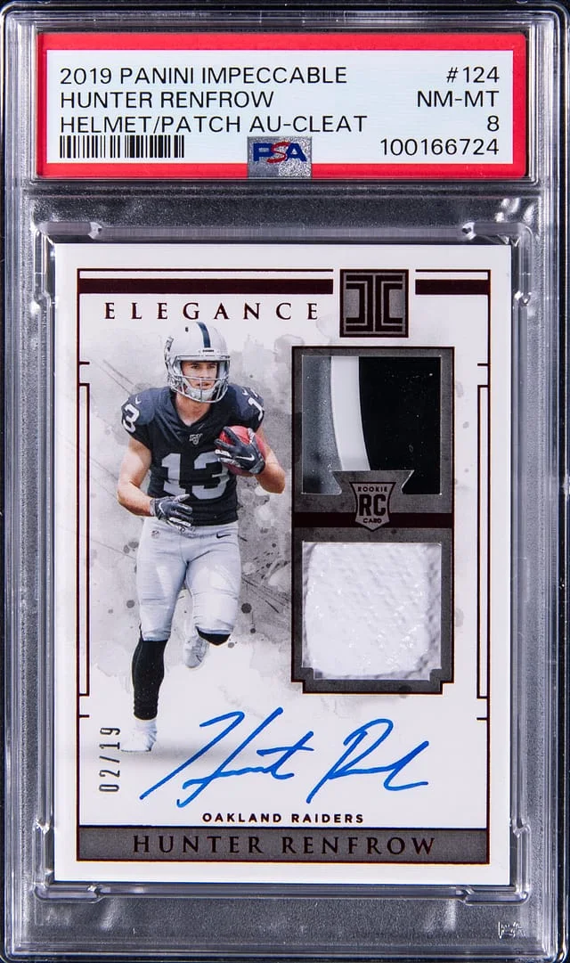 2019 Panini Impeccable Hunter Renfrow Helmet And Cleat Autograph #124 card image