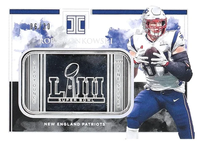 2019 Panini Impeccable Rob Gronkowski Super Bowl LVIII Silver #SBLIII-RG card image