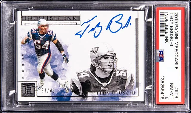 2019 Panini Impeccable Teddy Bruschi Indelible Ink #II-TBI card image