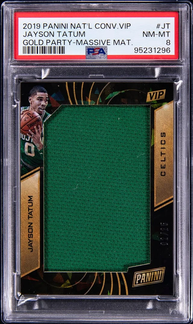 2019 Panini Jayson Tatum National Convention VIP Gold Party Massive Material #JT card image