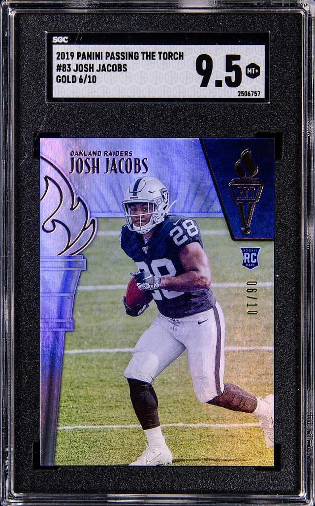 2019 Panini Josh Jacobs Passing The Torch Gold #83 card image
