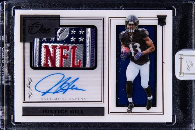 2019 Panini Justice Hill One NFL Shield Autographs #115 card image
