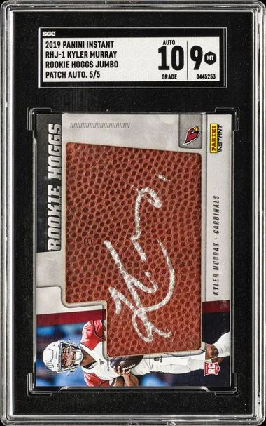 2019 Panini Kyler Murray Rhj-1 Instant Hoggs Jumbo Patch Auto. #5/5 card image