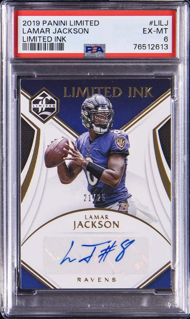 2019 Panini Lamar Jackson Limited Ink #LI-LJ card image