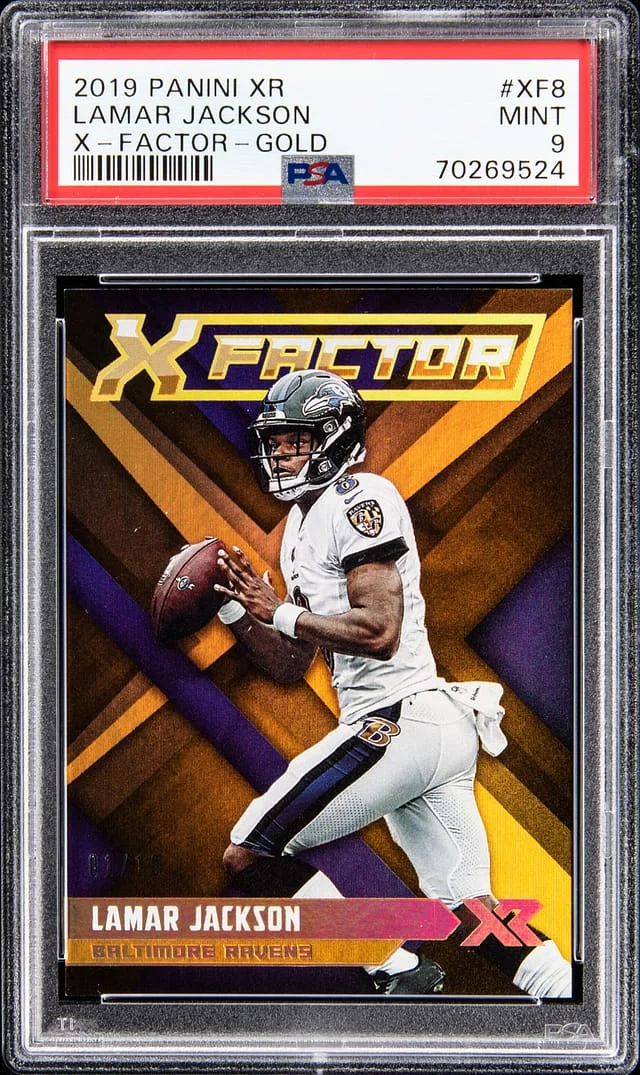 2019 Panini Lamar Jackson XR X-Factor Gold #XF8 card image