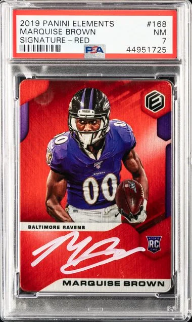 2019 Panini Marquise Brown Elements Signature-Red #168 card image