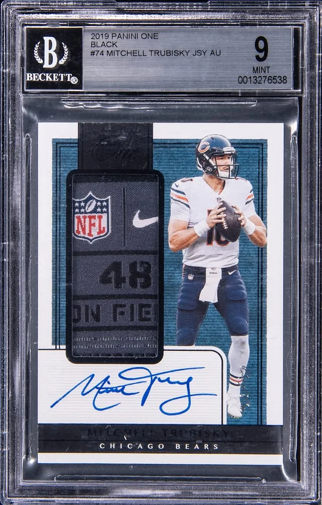 2019 Panini Mitchell Trubisky One Jersey Autograph Black #74 card image