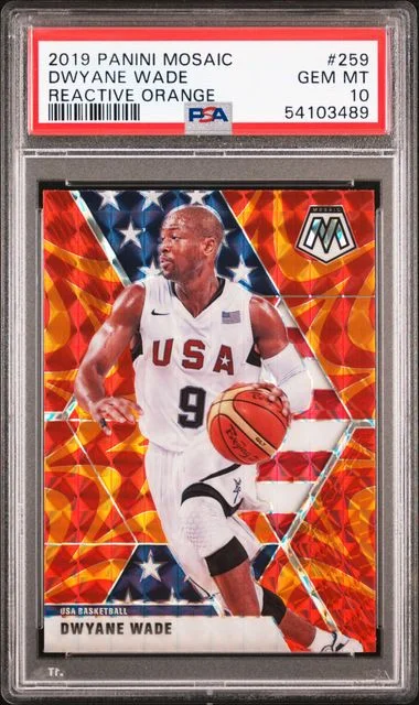 2019 Panini Mosaic Dwyane Wade Reactive Orange #259 card image