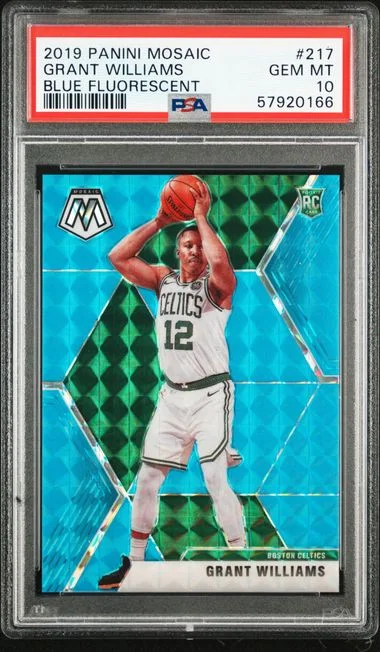 2019 Panini Mosaic Grant Williams Blue Fluorescent #217 card image