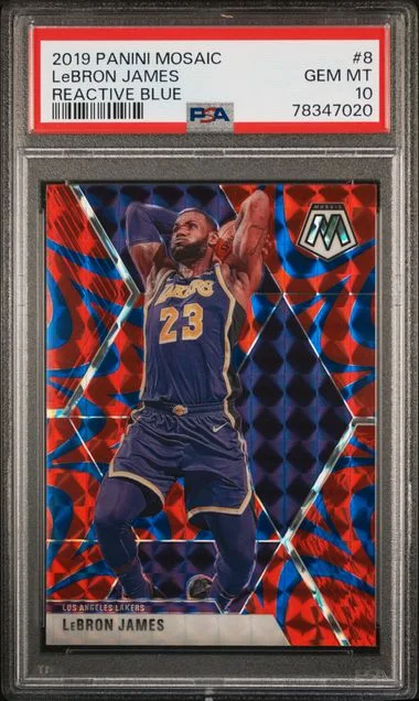2019 Panini Mosaic LeBron James Reactive Blue #8 card image