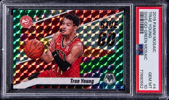 2019 Panini Mosaic Trae Young Give And Go Green Mosaic #4 card image