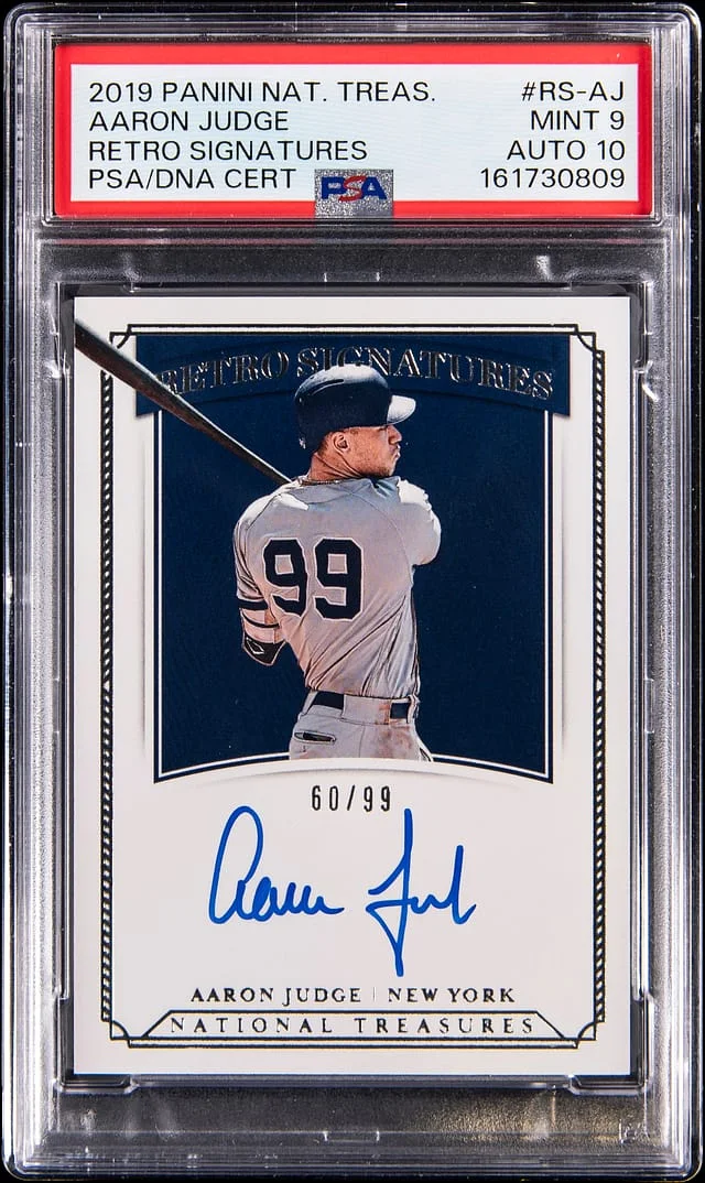 2019 Panini National Treasures Aaron Judge Retro Signatures #RS-AJ card image