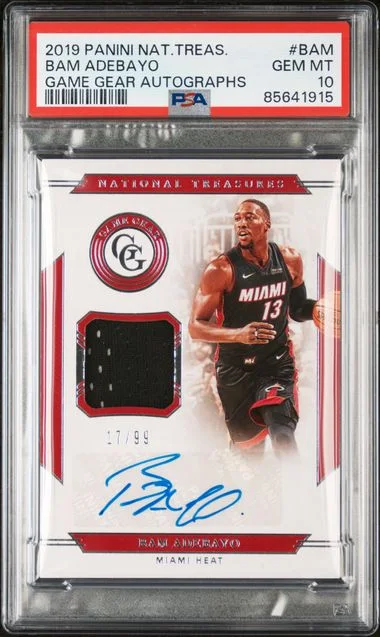 2019 Panini National Treasures Bam Adebayo Game Gear Autographs #GGA-BAM card image