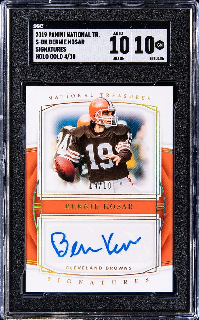 2019 Panini National Treasures Bernie Kosar Signatures Holo Gold #S-BK card image
