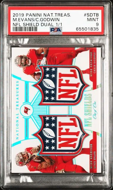 2019 Panini National Treasures Chris Godwin/Mike Evans NFL Shields Dual #SD-TB card image