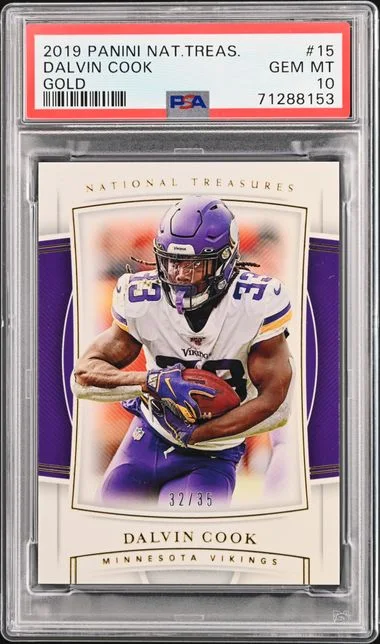 2019 Panini National Treasures Dalvin Cook Gold #15 card image