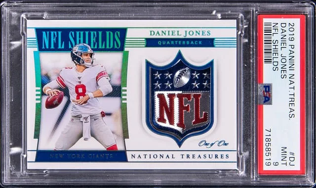 2019 Panini National Treasures Daniel Jones NFL Shields #NFLS-DJ card image