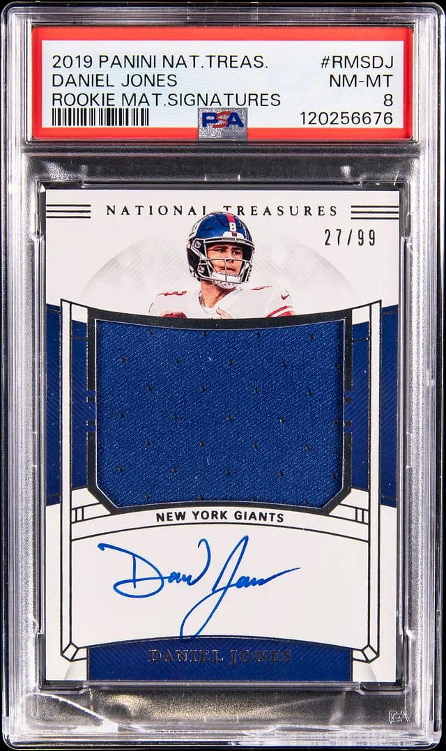 2019 Panini National Treasures Daniel Jones Material Signatures #RMS-DJ card image
