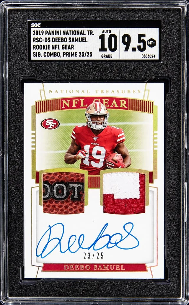 2019 Panini National Treasures Deebo Samuel NFL Gear Signature Combos Prime #RSC-DS card image