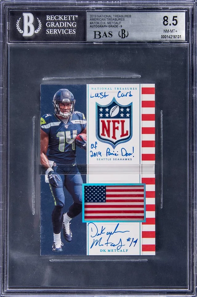 2019 Panini National Treasures DK Metcalf American Treasures #AT-DK card image
