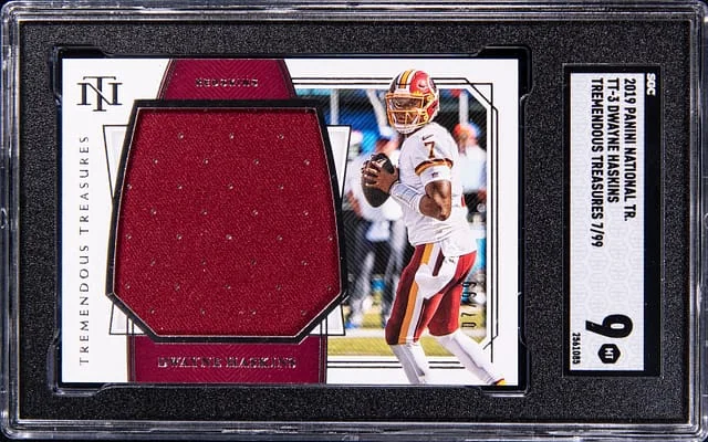 2019 Panini National Treasures Dwayne Haskins Tremendous Treasures #TT-3 card image