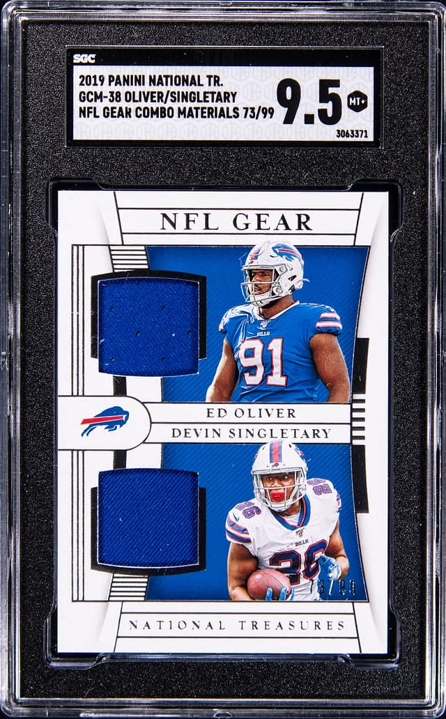 2019 Panini National Treasures Ed Oliver/Devin Singletary NFL Gear Combo Materials #GCM-38 card image