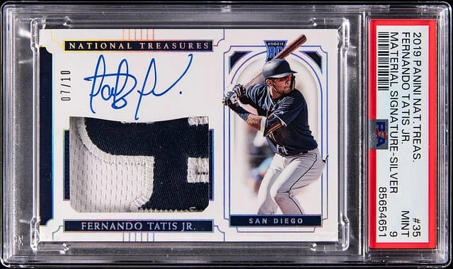 2019 Panini National Treasures Fernando Tatis Jr. Material Signature Silver #35 card image