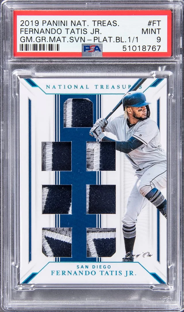 2019 Panini National Treasures Fernando Tatis Jr. Game Gear Material Seven Platinum Blue #GGMS-FT card image