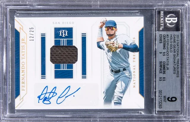 2019 Panini National Treasures Fernando Tatis Jr Game Gear Signatures Holo Gold #GGS-FT card image
