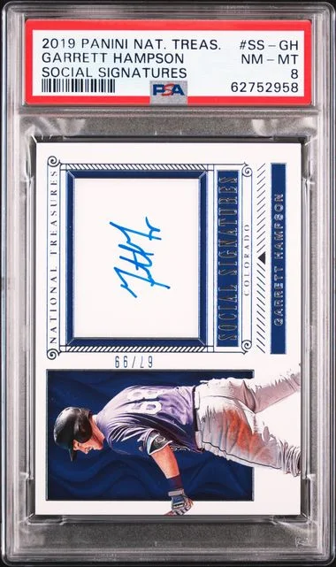 2019 Panini National Treasures Garrett Hampson Social Signatures #SS-GH card image
