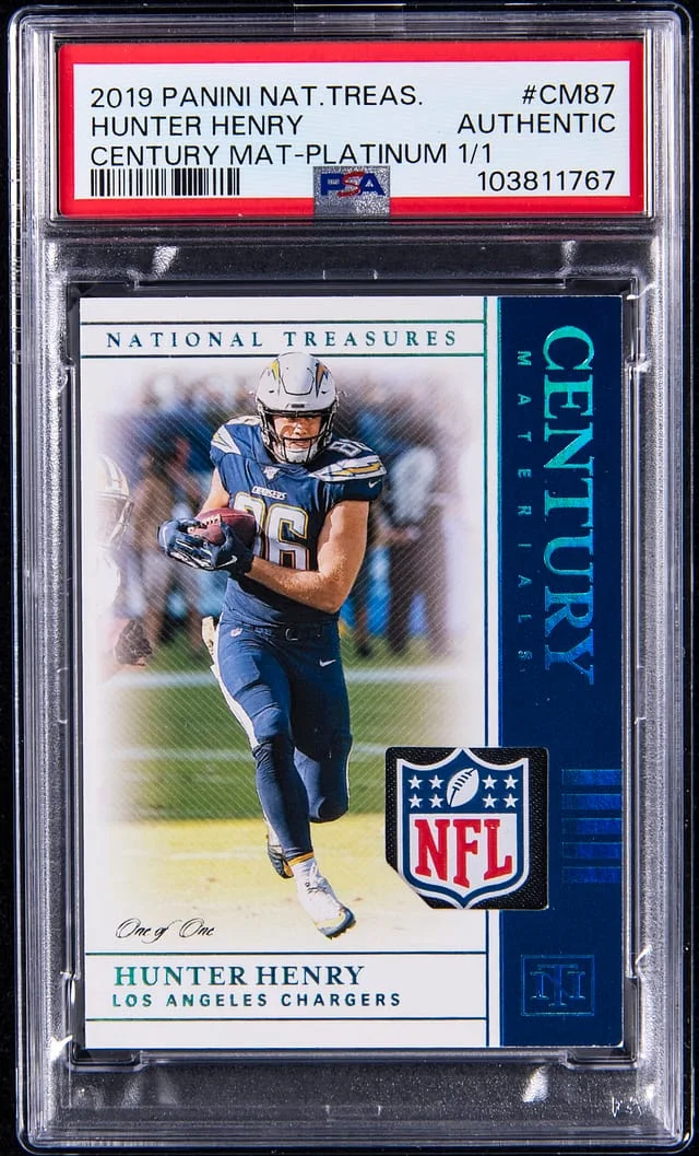 2019 Panini National Treasures Hunter Henry Century Materials Platinum #CM-87 card image