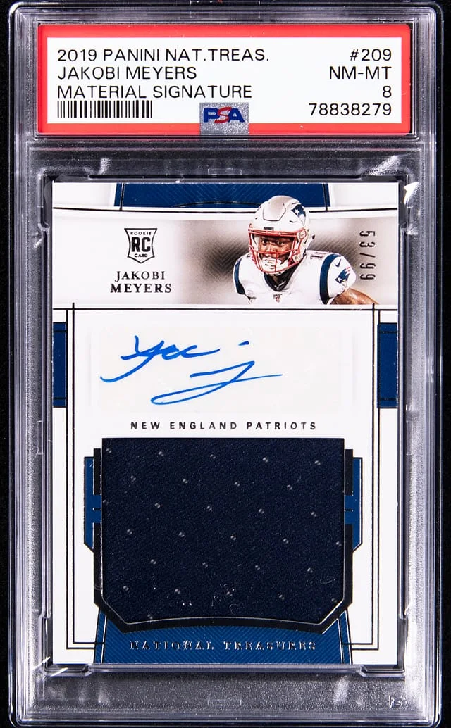 2019 Panini National Treasures Jakobi Meyers Material Signature #209 card image