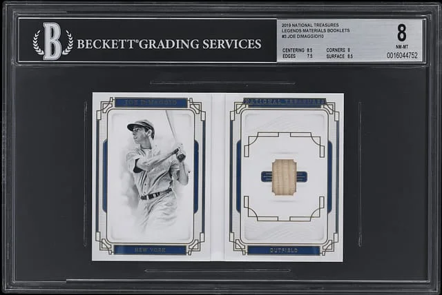 2019 Panini National Treasures Joe DiMaggio Relic Booklet Legends Materials Booklets #LMB-JO card image