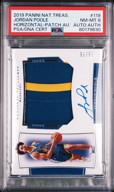 2019 Panini National Treasures Jordan Poole Horizontal-Patch Autograph #119 card image