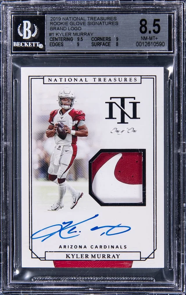 2019 Panini National Treasures Kyler Murray Glove Signatures Brand Logo #RGS-KM card image
