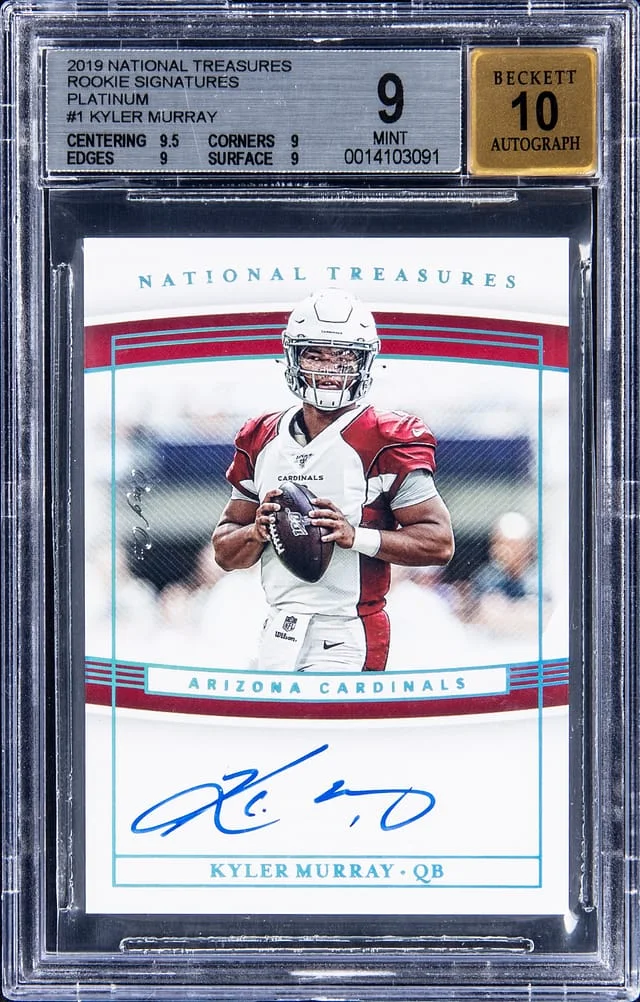 2019 Panini National Treasures Kyler Murray Signatures Platinum #RS-KM card image