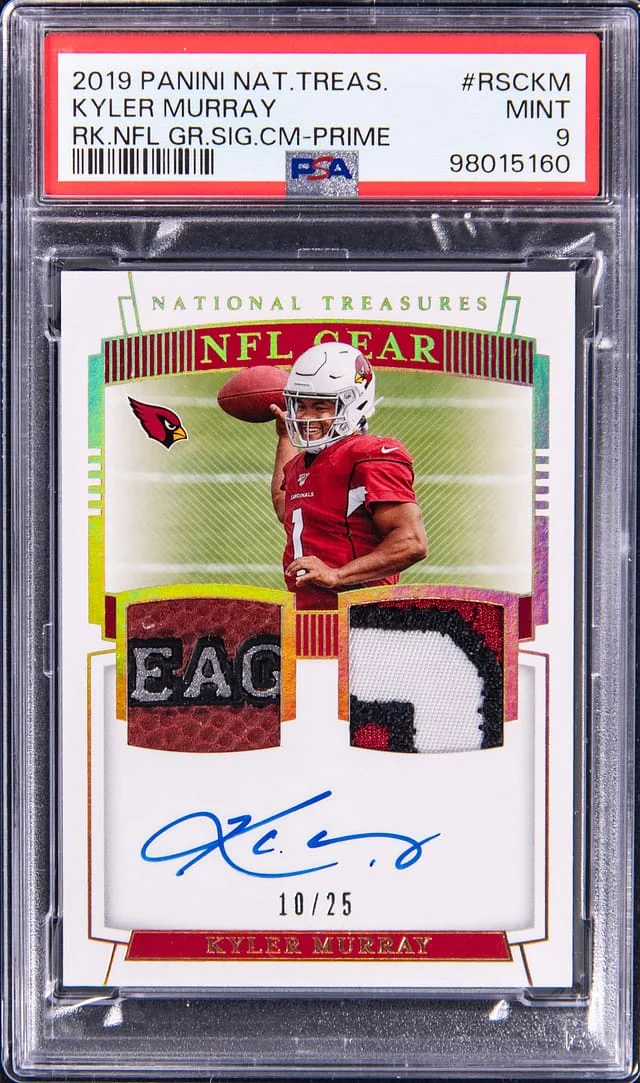 2019 Panini National Treasures Kyler Murray NFL Gear Signatures Combos Prime #RSC-KM card image