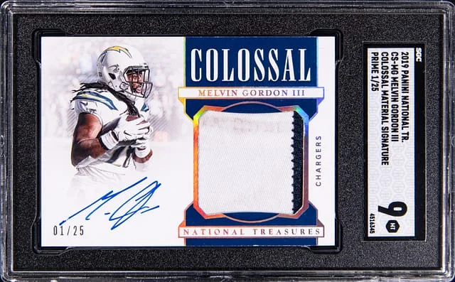 2019 Panini National Treasures Melvin Gordon III Colossal Material Signature Prime #CS-MG card image