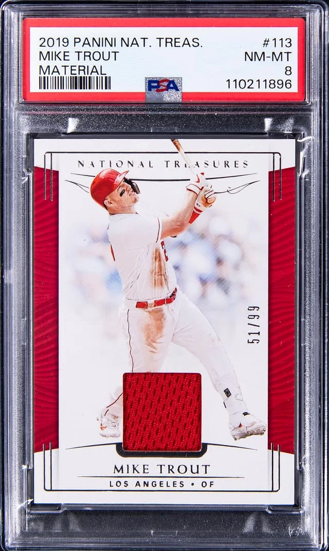 2019 Panini National Treasures Mike Trout Material #113 card image
