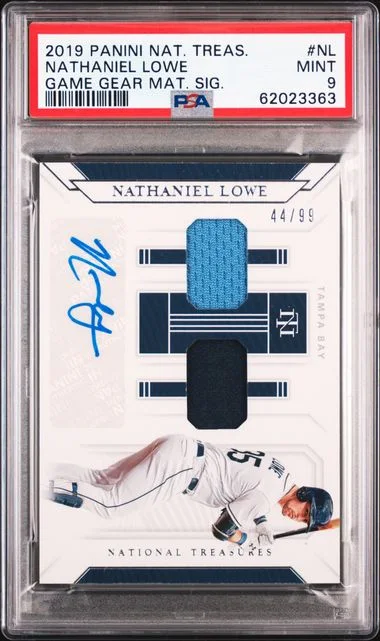2019 Panini National Treasures Nathaniel Lowe Game Gear Materials Signatures #NL card image