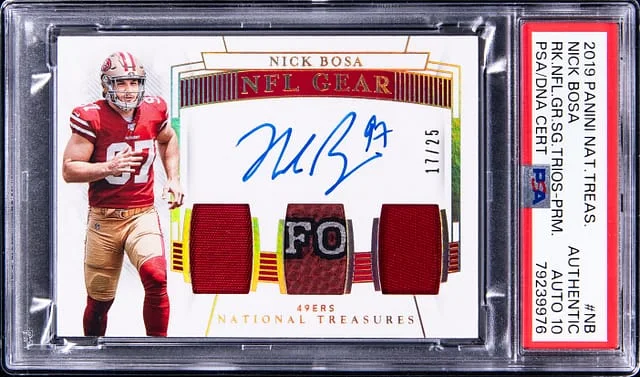 2019 Panini National Treasures Nick Bosa NFL Gear #RST-NB card image