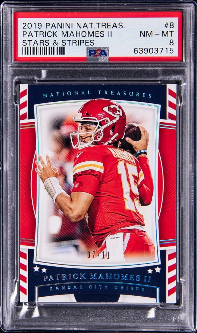2019 Panini National Treasures Patrick Mahomes II Stars & Stripes #8 card image
