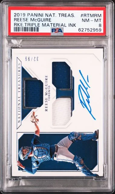 2019 Panini National Treasures Reese Mcguire Triple Material Ink #RTMRM card image