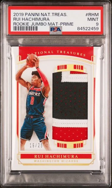 2019 Panini National Treasures Rui Hachimura Jumbo Materials Prime #RHM card image